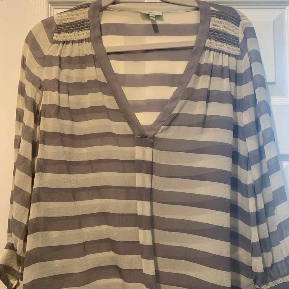 Joie Grey and Whit Striped Blouse S